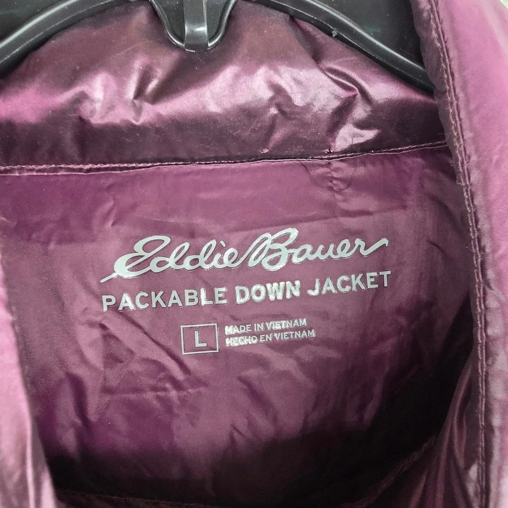 Eddie Bauer Ladies Down Packable Jacket Iridescent Plum 650 Fill Power Large New